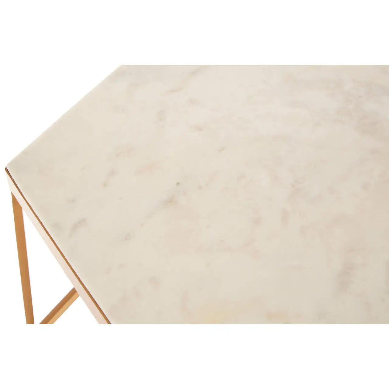 Shalimar Marble Top Side Table With Hexagonal Base