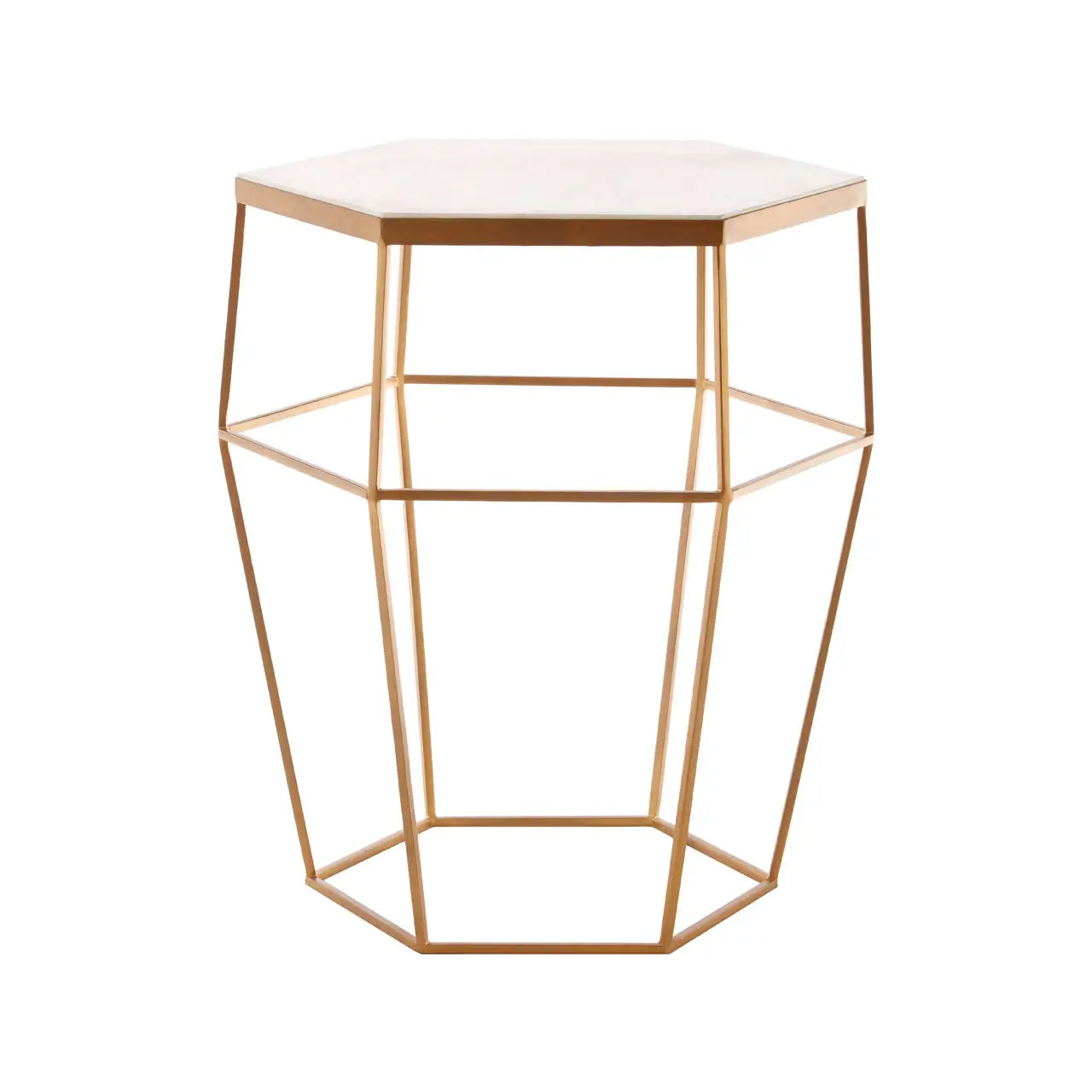 Shalimar Marble Top Side Table With Hexagonal Base