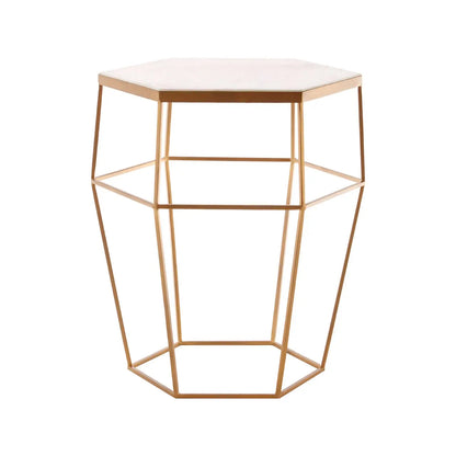 Shalimar Marble Top Side Table With Hexagonal Base