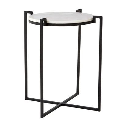 Shalimar Round Marble Side Table With Black Cross Legged Base