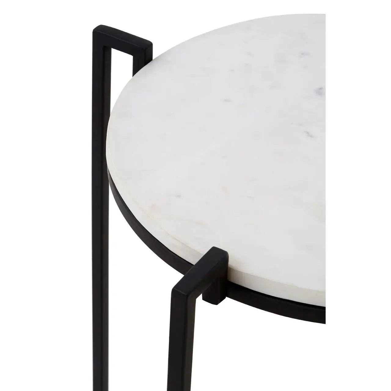 Shalimar Round Marble Side Table With Black Cross Legged Base
