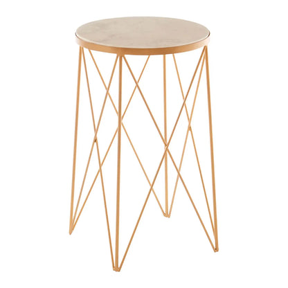 Shalimar Round Marble Top Side Table With Gold Metal Frame