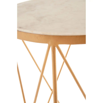 Shalimar Round Marble Top Side Table With Gold Metal Frame