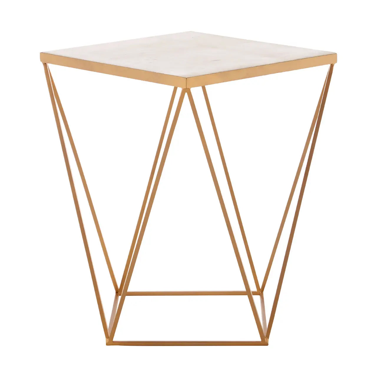 Shalimar Square Marble Top Side Table With Gold Base