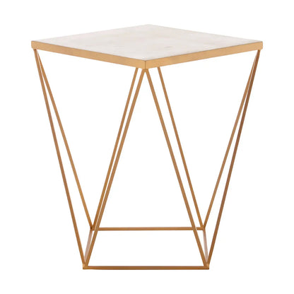 Shalimar Square Marble Top Side Table With Gold Base