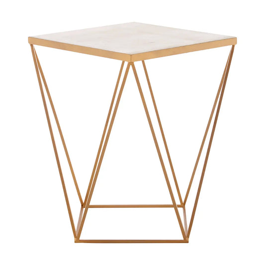 Shalimar Square Marble Top Side Table With Gold Base