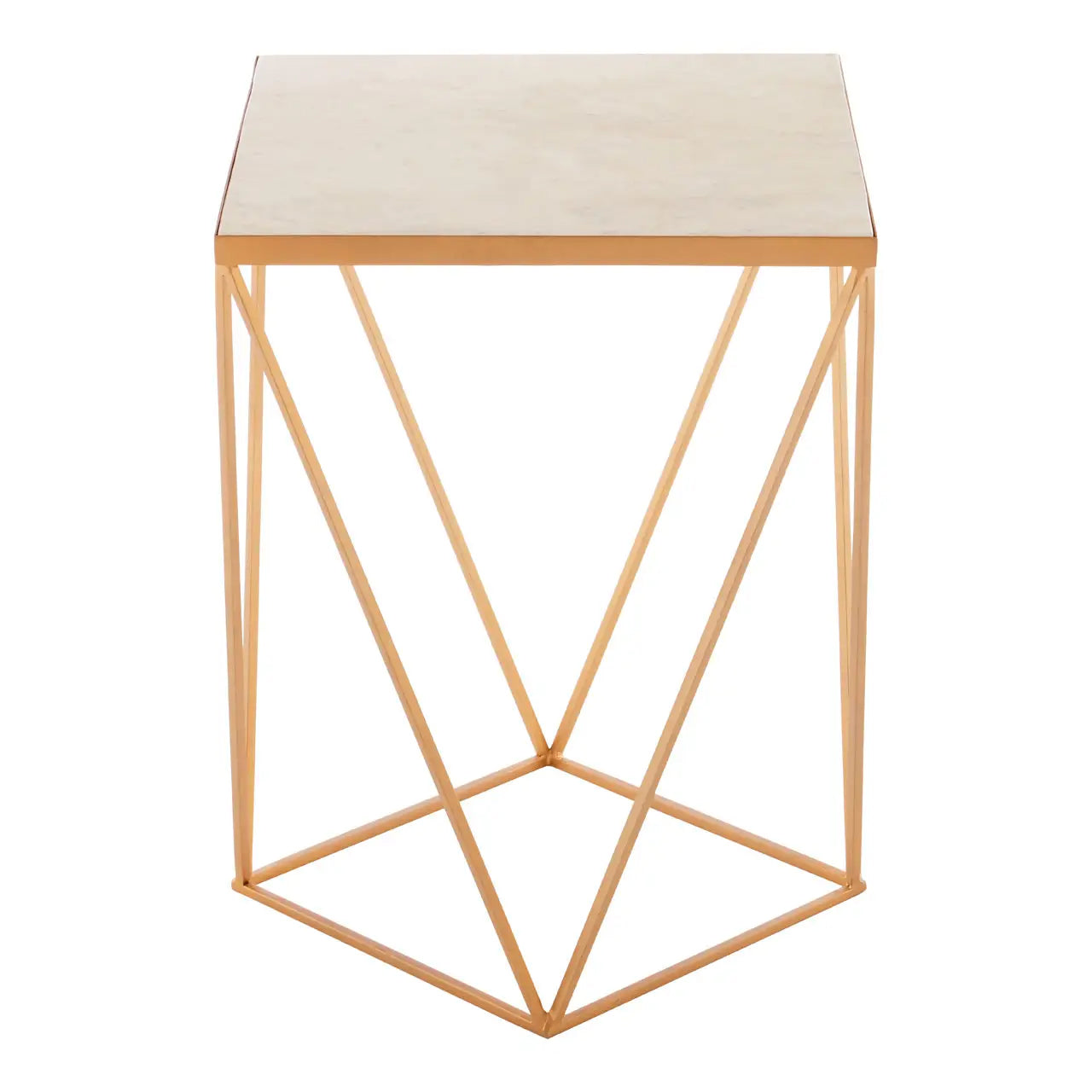 Shalimar Square Marble Top Side Table With Gold Base
