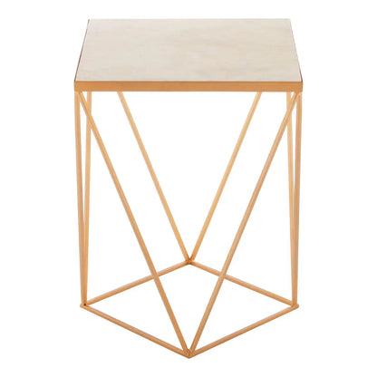 Shalimar Square Marble Top Side Table With Gold Base