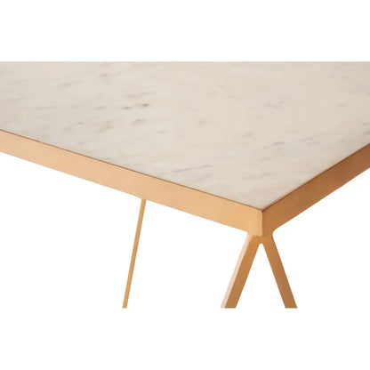 Shalimar Square Marble Top Side Table With Gold Base