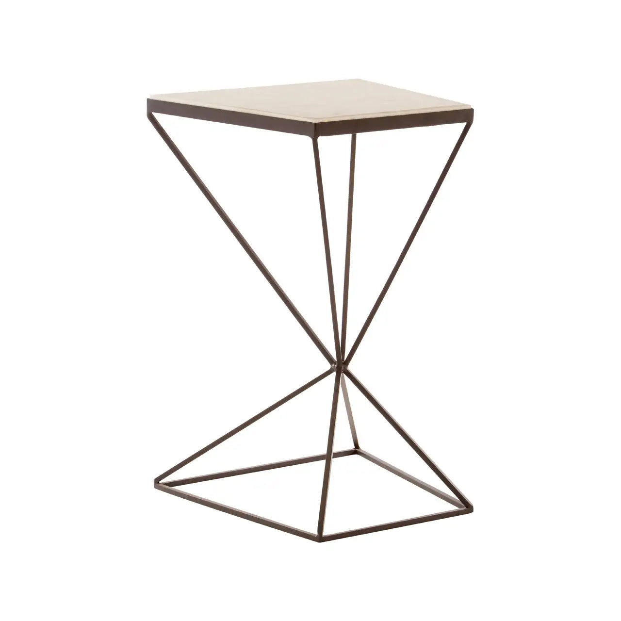 Shalimar Trapezoid Marble Side Table With Metal Base