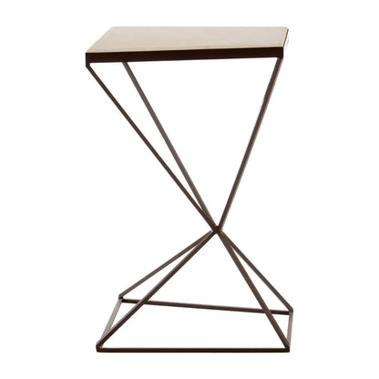 Shalimar Trapezoid Marble Side Table With Metal Base