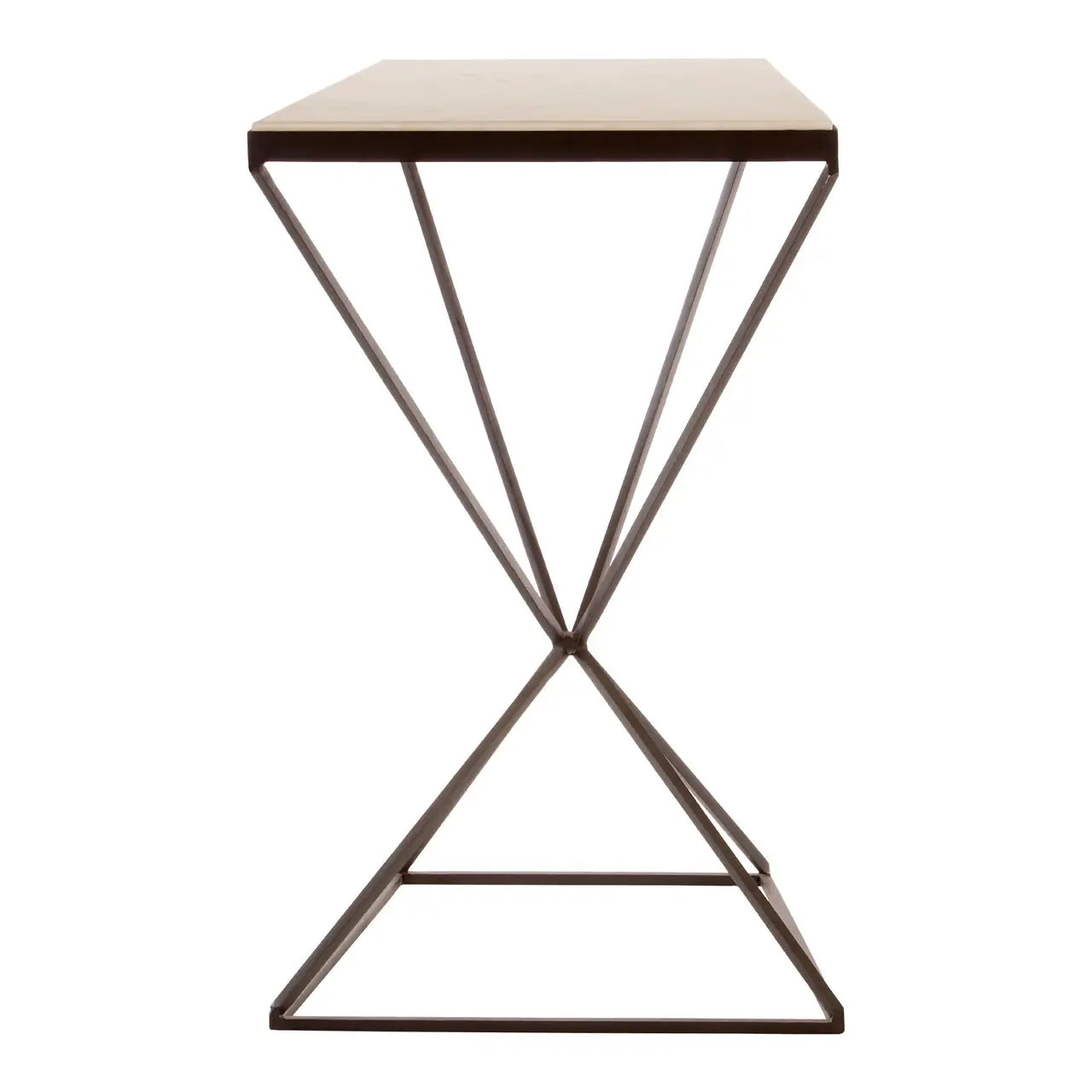 Shalimar Trapezoid Marble Side Table With Metal Base