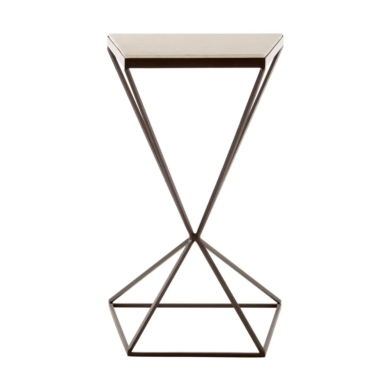 Shalimar Trapezoid Marble Side Table With Metal Base