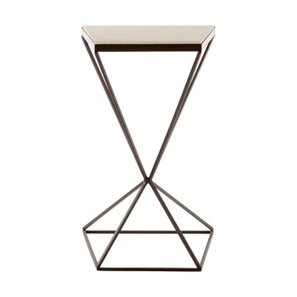 Shalimar Trapezoid Marble Side Table With Metal Base