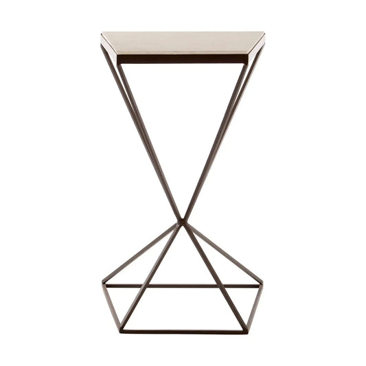 Shalimar Trapezoid Marble Side Table With Metal Base