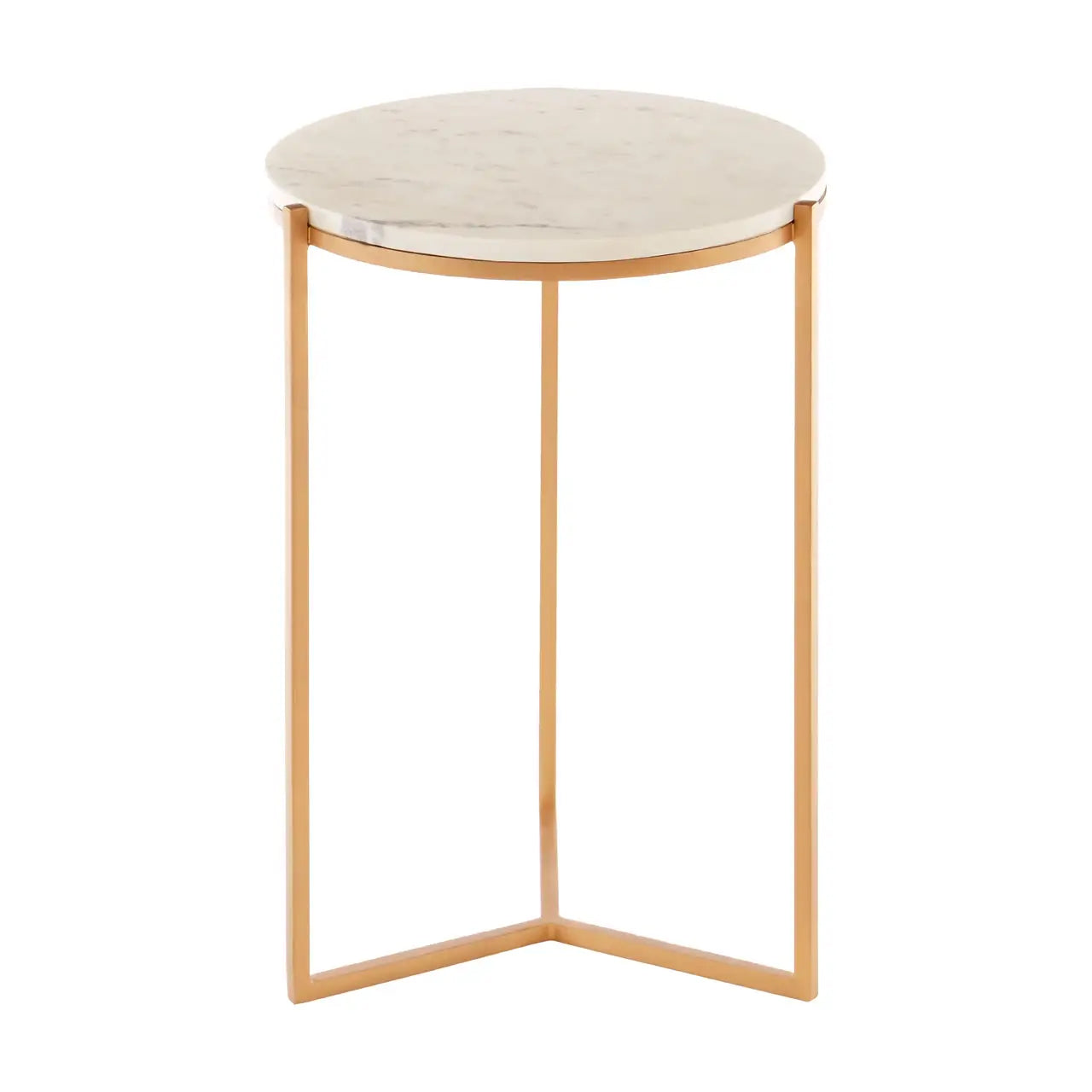 Shalimar Round Marble Table In Natural With Gold Metal Base