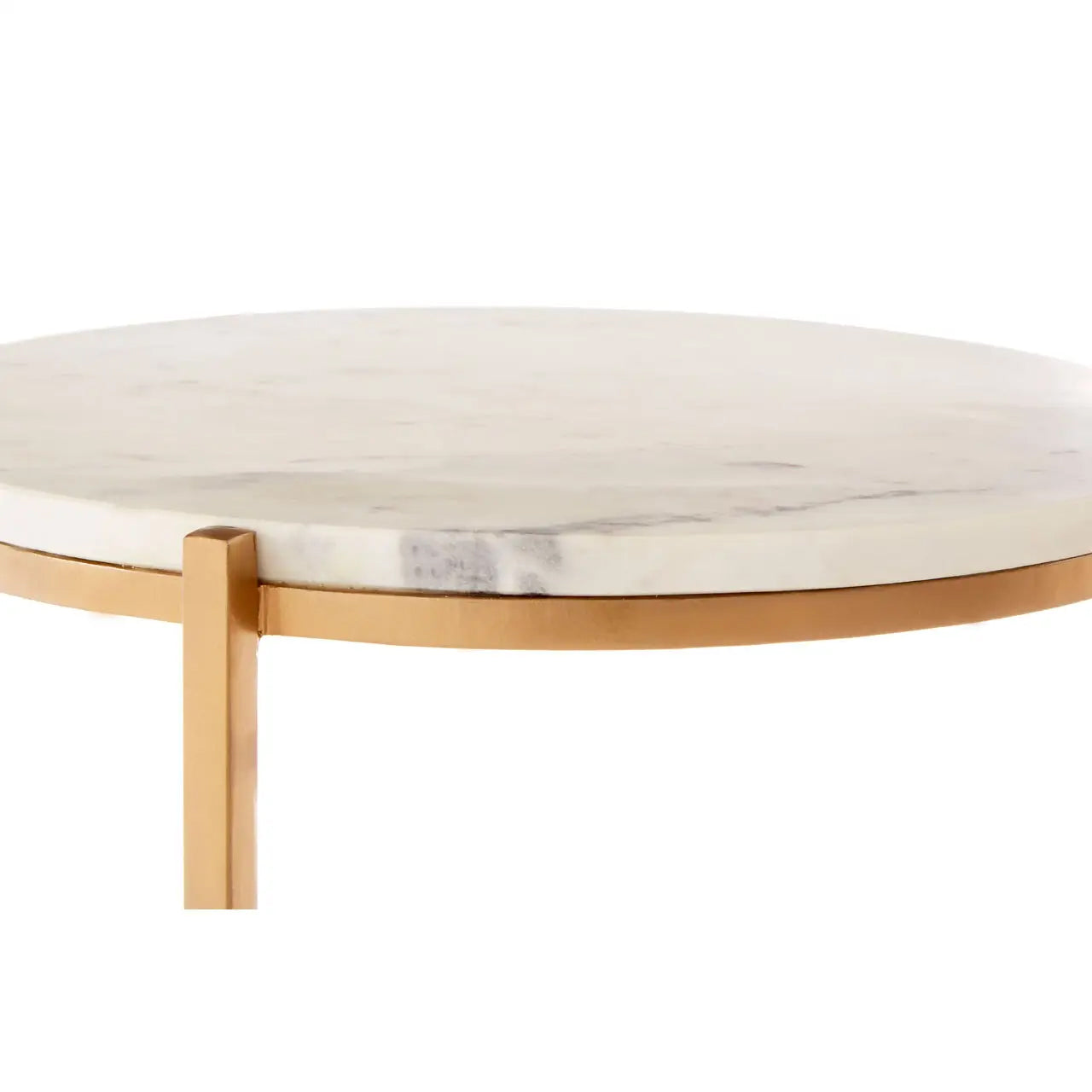 Shalimar Round Marble Table In Natural With Gold Metal Base