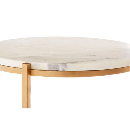 Shalimar Round Marble Table In Natural With Gold Metal Base