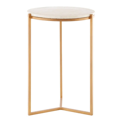 Shalimar Round Marble Table In Natural With Gold Metal Base