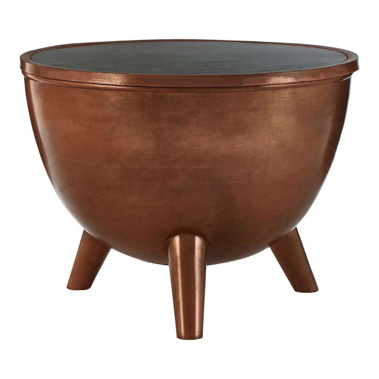 Crest Green Marble Top Side Table With Copper Metal Frame