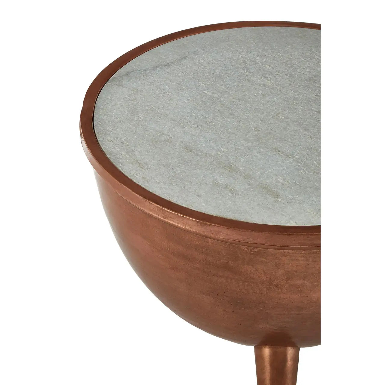 Crest White Marble Top Side Table With Copper Metal Frame