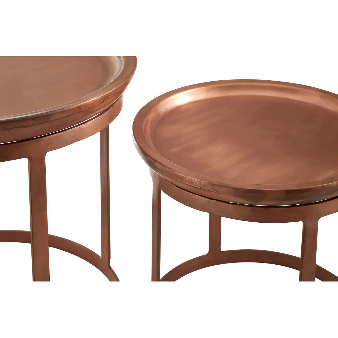 Crest Metal Set Of 2 Side Tables In Copper