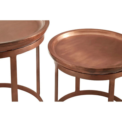 Crest Metal Set Of 2 Side Tables In Copper