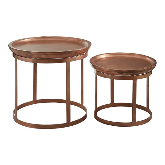 Crest Metal Set Of 2 Side Tables In Copper