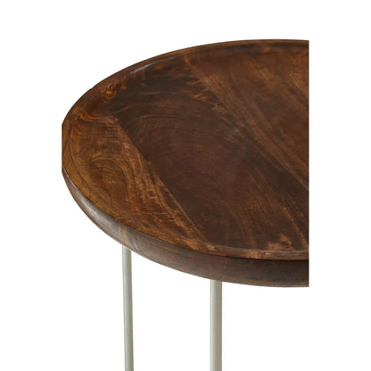 Crest Set of 2 Wood Top Side Tables In Natural With Iron Base