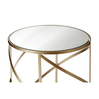 Avantis Mirrored Glass Set Of 2 Side Tables With Swirl Frame