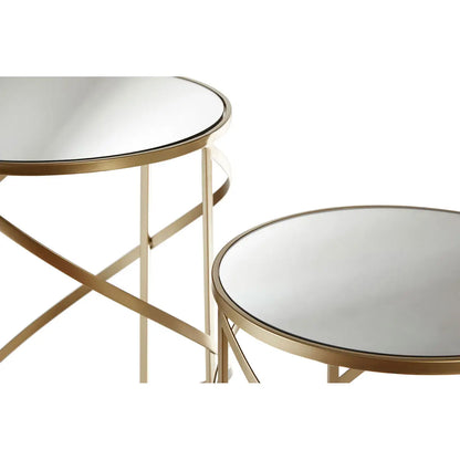 Avantis Mirrored Glass Set Of 2 Side Tables With Swirl Frame