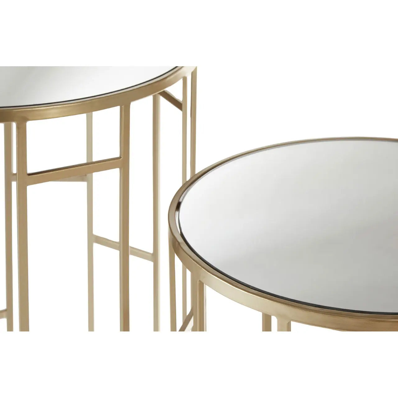 Avantis Mirrored Set Of 2 Side Tables With Asymmetrical Frame