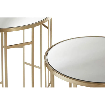 Avantis Mirrored Set Of 2 Side Tables With Asymmetrical Frame