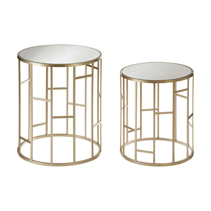 Avantis Mirrored Set Of 2 Side Tables With Asymmetrical Frame