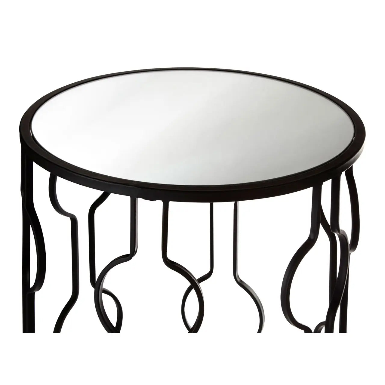 Avantis Mirrored Glass Set Of 2 Side Table With Undulating Frame