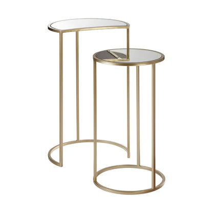 Avantis Mirrored Set of 2 Nesting Side Tables With Champagne Frame