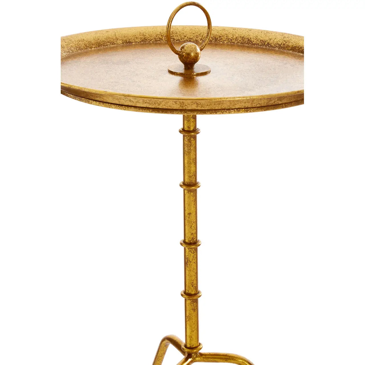 Monroe Small Steel Accent Table In Distressed Gold