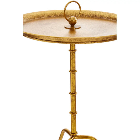 Monroe Small Steel Accent Table In Distressed Gold