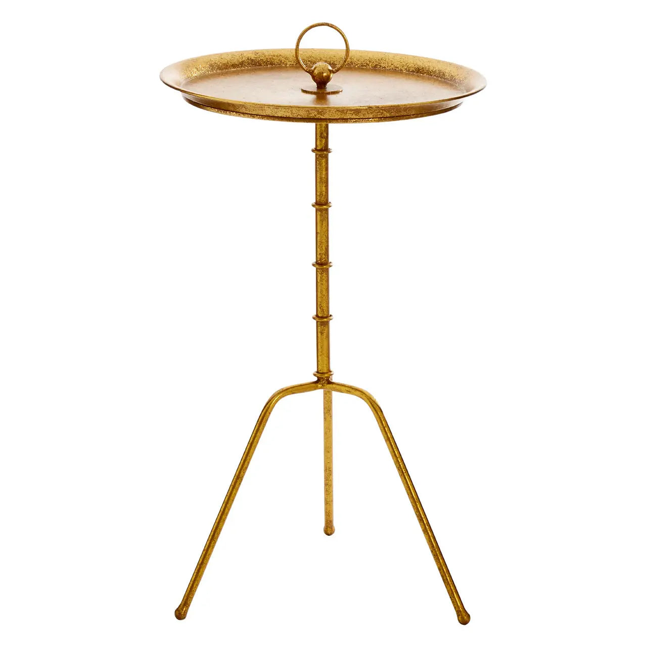 Monroe Small Steel Accent Table In Distressed Gold