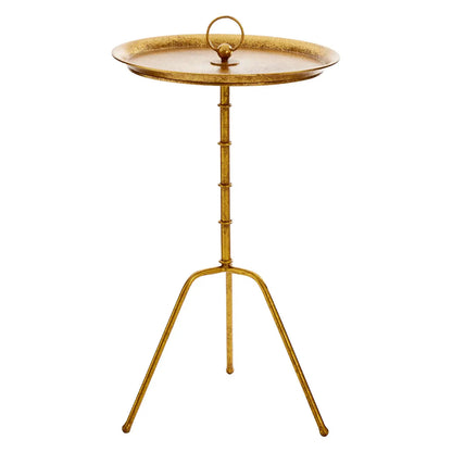 Monroe Small Steel Accent Table In Distressed Gold