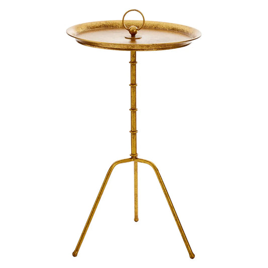 Monroe Small Steel Accent Table In Distressed Gold