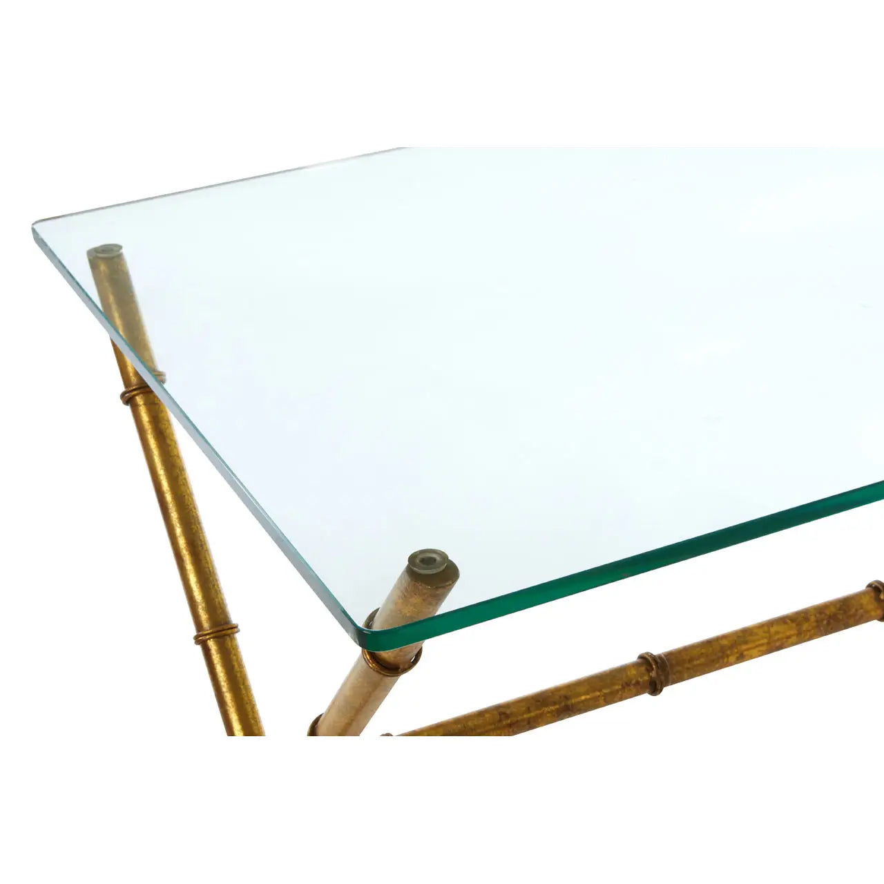 Monroe Clear Console Table With Distressed Gold Metal Frame