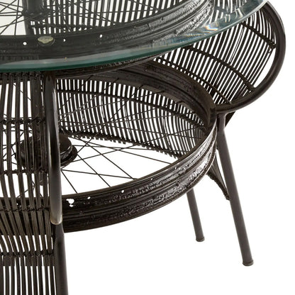 Mantis Round Clear Glass Coffee Table With Black Metal Frame