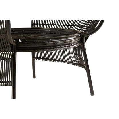 Mantis Round Clear Glass Coffee Table With Black Metal Frame