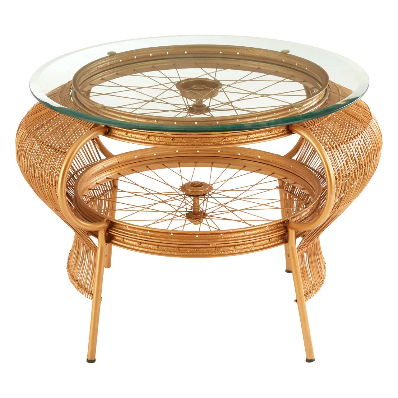 Mantis Clear Glass Coffee Table With Gold Metal Frame
