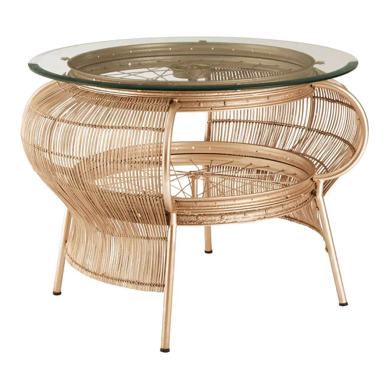 Mantis Clear Glass Coffee Table With Champagne Gold Metal Frame