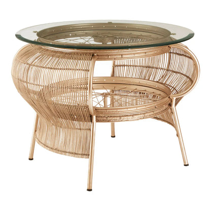 Mantis Clear Glass Coffee Table With Champagne Gold Metal Frame