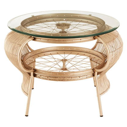 Mantis Clear Glass Coffee Table With Champagne Gold Metal Frame