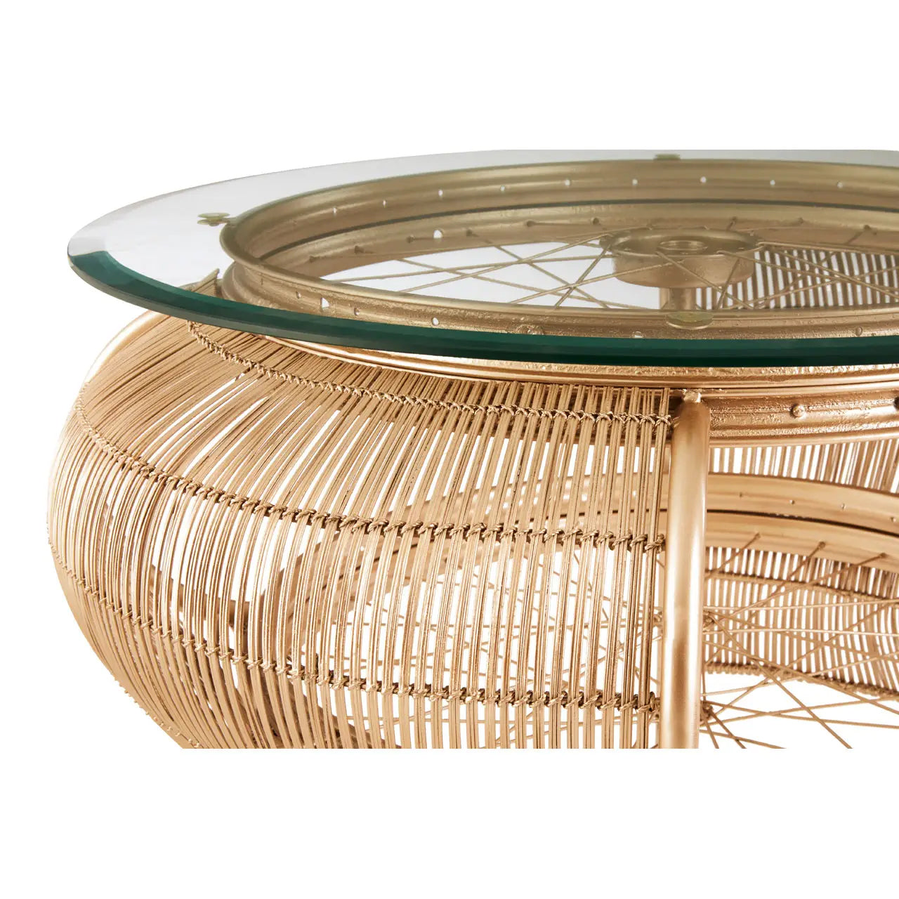 Mantis Clear Glass Coffee Table With Champagne Gold Metal Frame