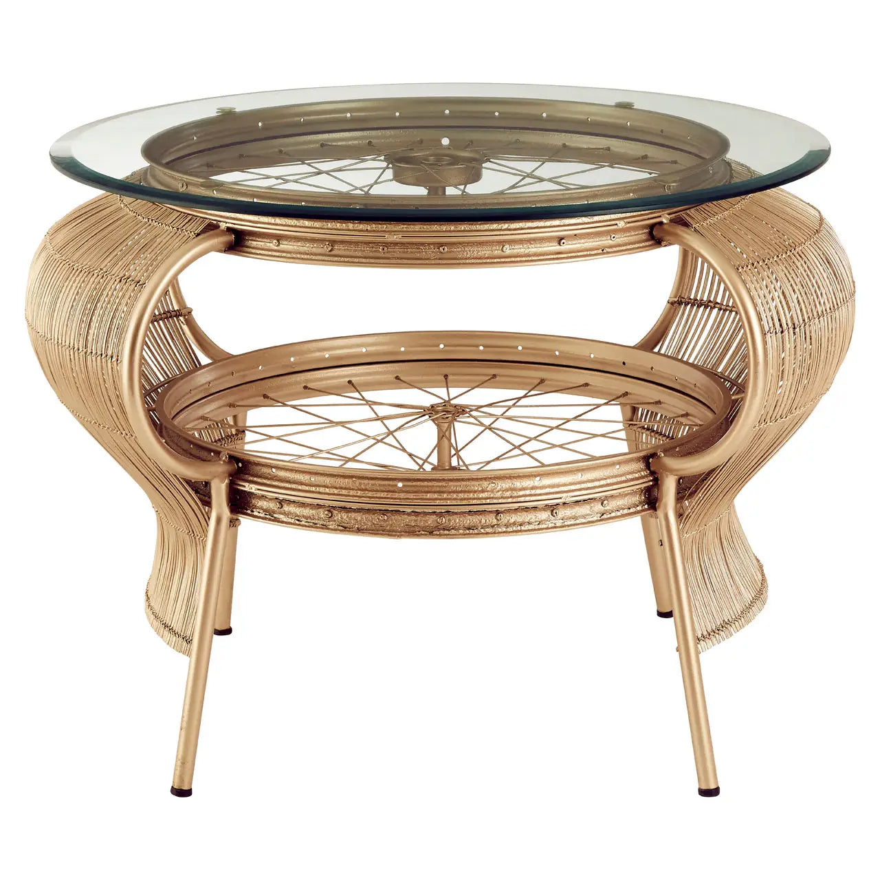 Mantis Clear Glass Coffee Table With Champagne Gold Metal Frame